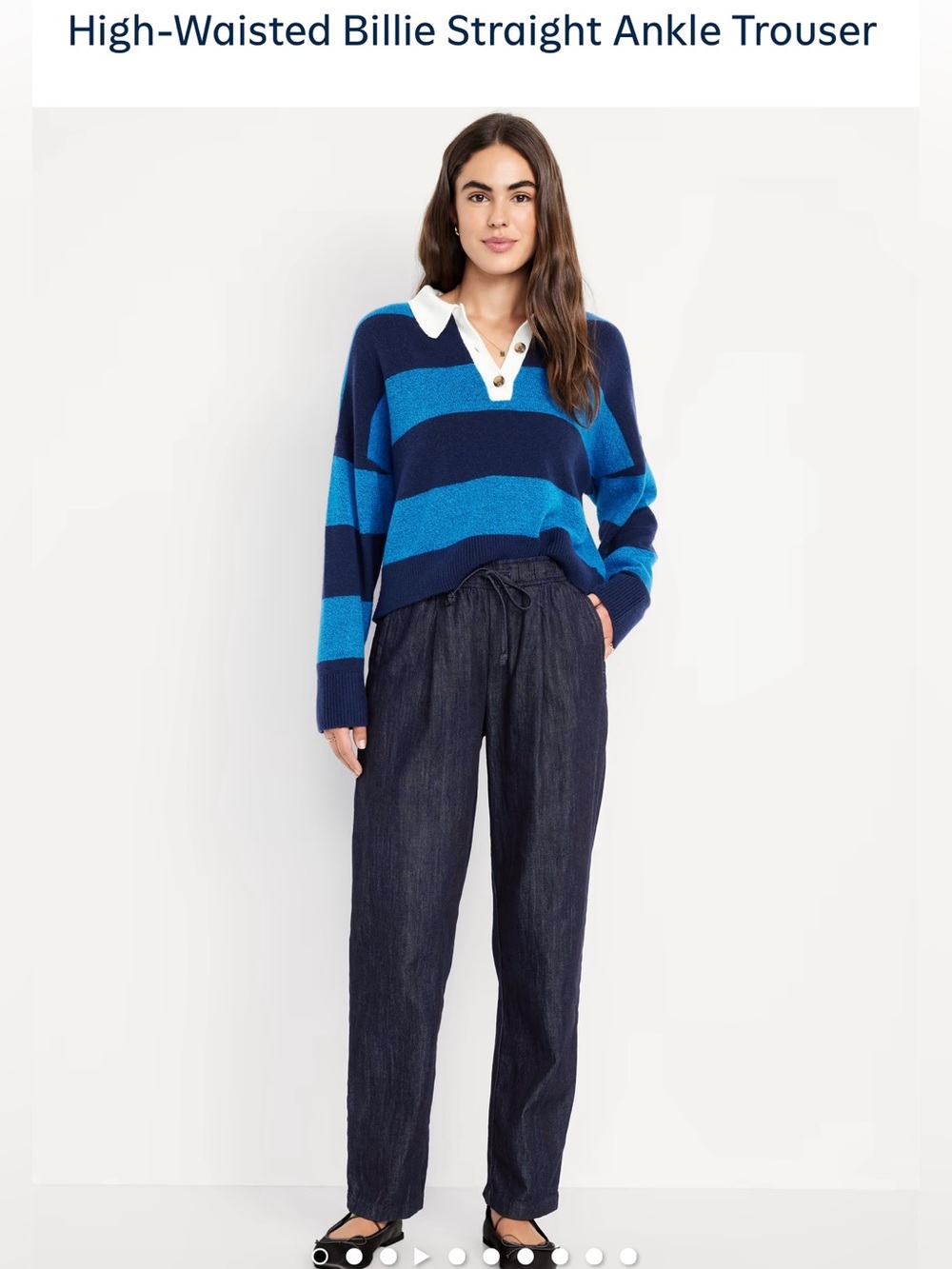 Navy blue High-Waisted Straight Trouser tall